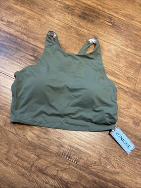 Younique Olive High-Neck padded Crop Top